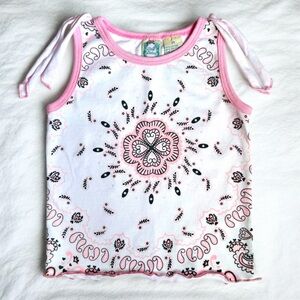 Vintage Y2K Little Lindsey Bandana Print Tank Top 3T Pink Ruffle Hem Cowgirl